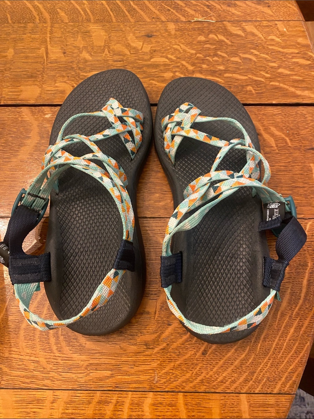 Chaco Women's Strappy Sandals in Teal, Orange & Black